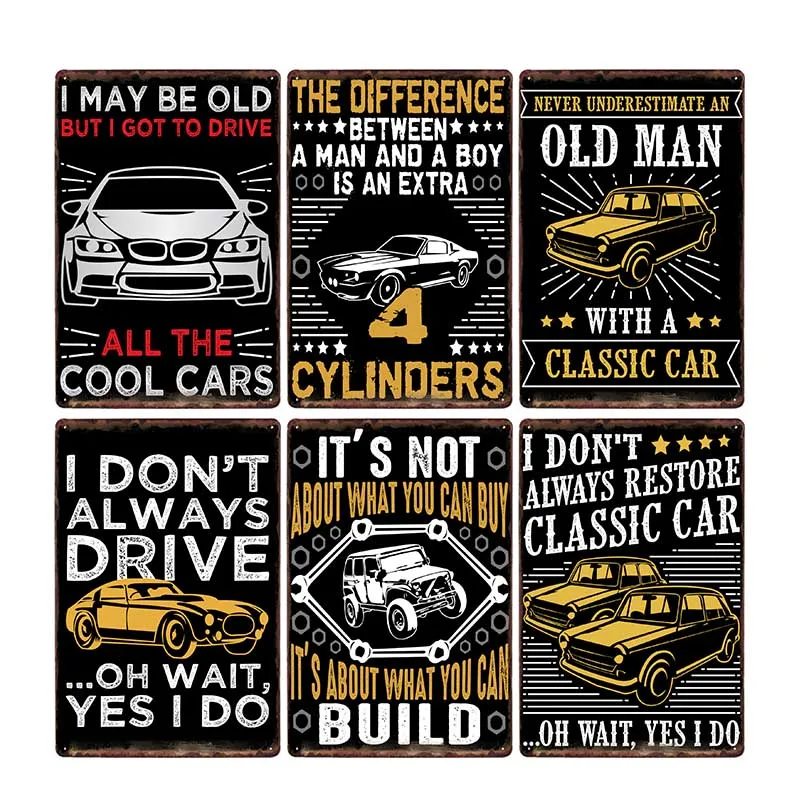 

Proverbs Car Vintage Metal Signs Garage Poster Pub Decorative Club Plaque Cafe Wall Decoration Home Decor 20x30cm