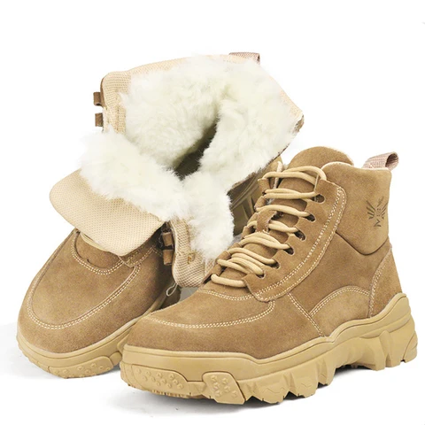 Мужские зимние ботинки; Зимние ботинки на меху; Мужская теплая утепленная Нескользящая шерстяная обувь из натуральной кожи; Мужские ботинки с защитой от холода