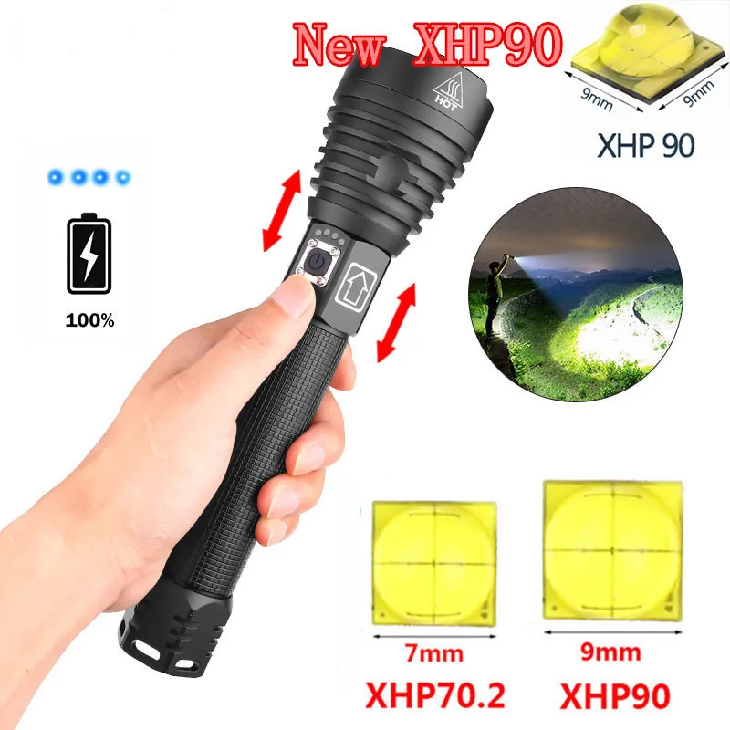 Самый мощный XHP90 светодиодный светильник вспышка XLamp Zoom фонарь XHP70.2 USB
