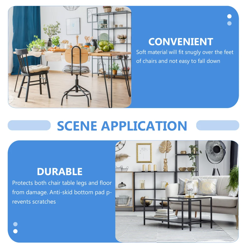 

4Pcs Table Feet Covers Non-skid Chair Feet Caps Square Shape Chair Foot Pads