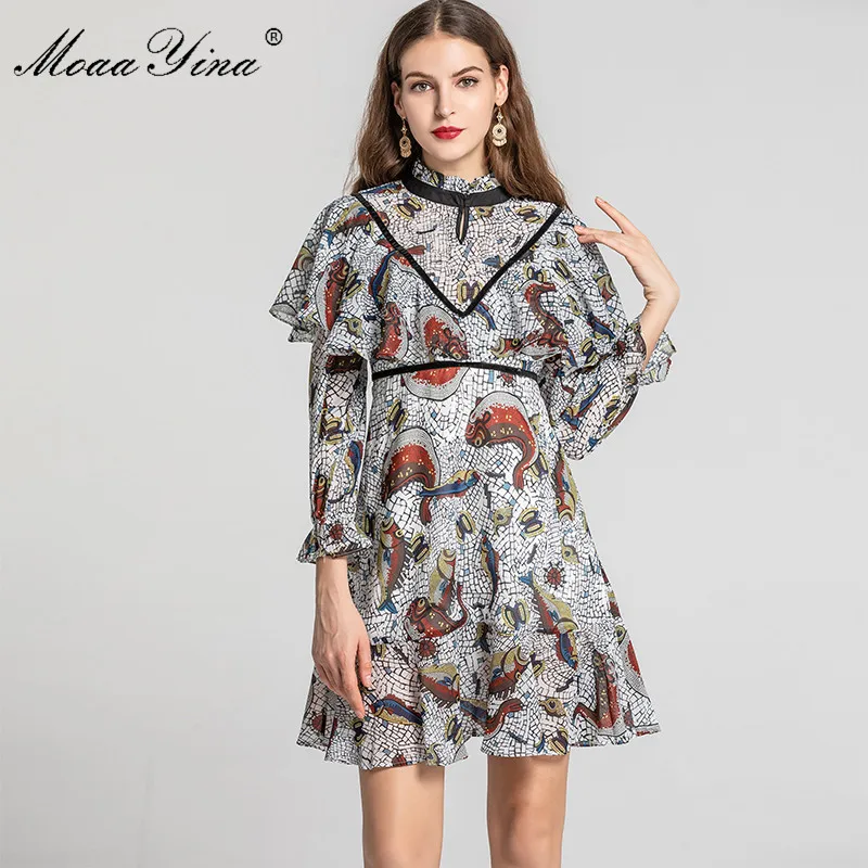 MoaaYina модное дизайнерское платье весна-лето женское с оборками и принтом платья