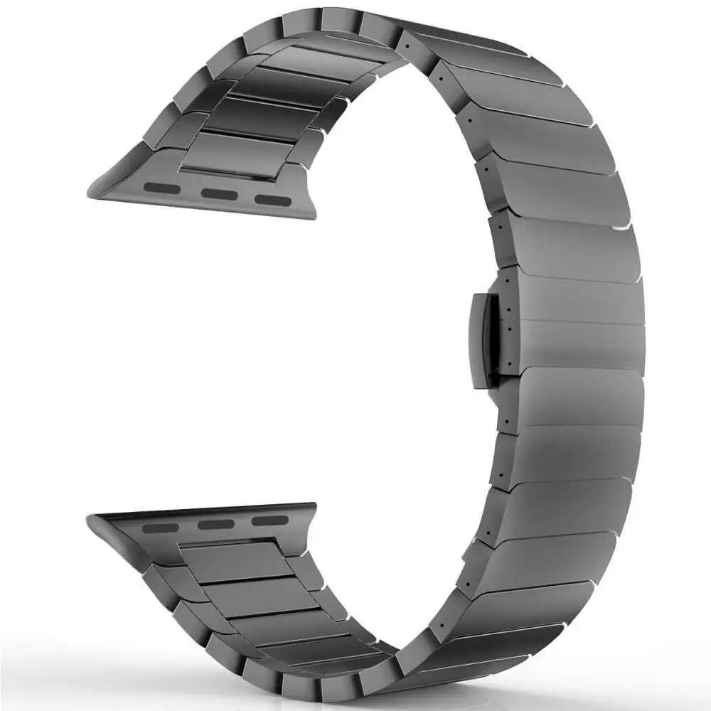 black Ремешок из нержавеющей стали для apple watch band 4 44 мм 40 мм браслет для ремешки для часов iwatch 42/38 мм серия 3 2 1 петля ремень аксессуары - Цвет ремешка: black