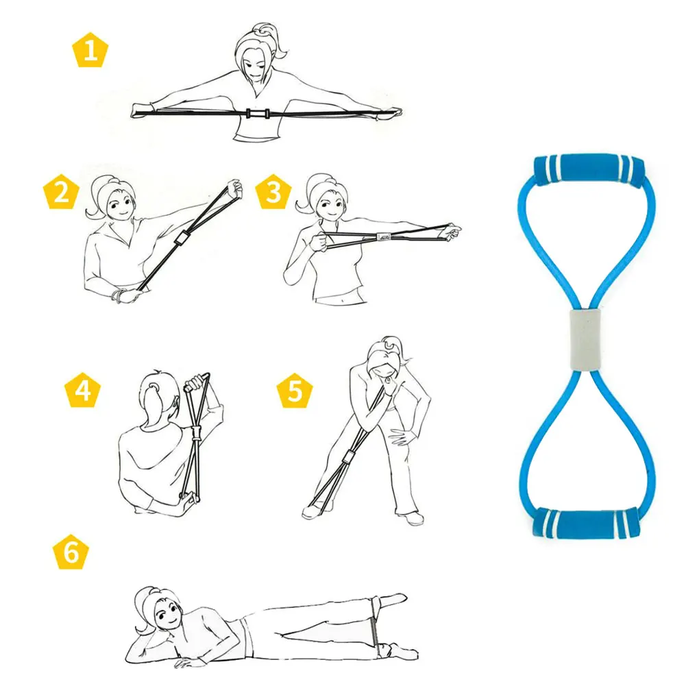 

Yoga Fitness Resistance 8 Word Chest Expander Rope Workout Muscle Fitness Rubber Elastic Bands for Sports Exercise