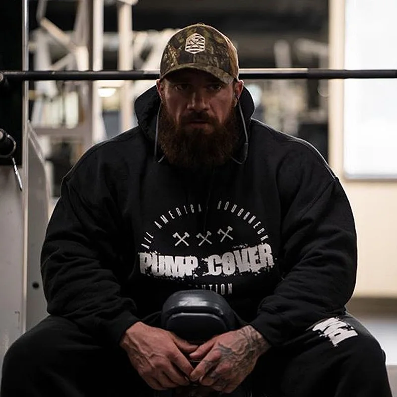 Толстовка мужская флисовая свободного покроя для спортзала фитнеса