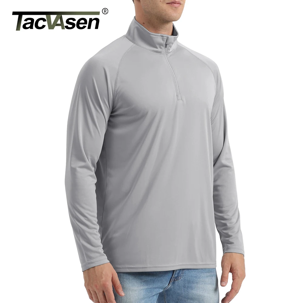 Мужская футболка с защитой от солнца и УФ-лучей TACVASEN UPF 50 + пуловер на молнии 1/4 для