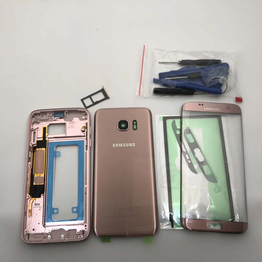 S7 Edge/S7 средняя рамка Задняя крышка батареи для Samsung Galaxy G930F G935F Полный Корпус с