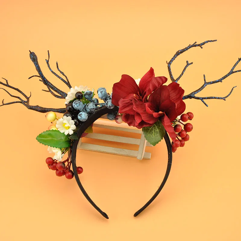

2019 Forest Flower Branches Women Wedding Bridesmaid Hairband Costume Party Horse Race Floral Butterfly Horn Hair Accessories