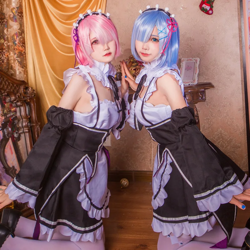 Аниме Re Life In A Different World Ram Rem Maid чайные вечерние платья парик Re:zero Kara Hajimeru Isekai Seikatsu