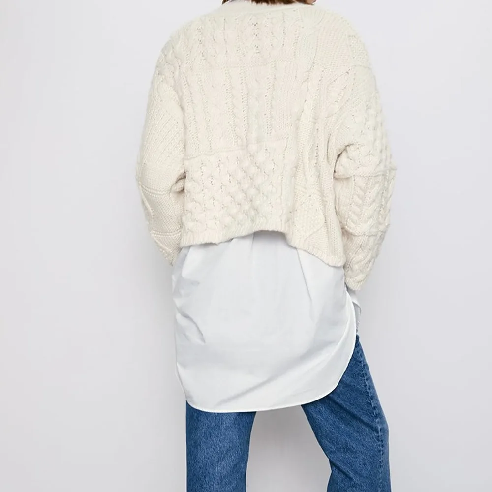 Весенние кардиганы с V-образным вырезом свободная куртка открытым стежком одежда