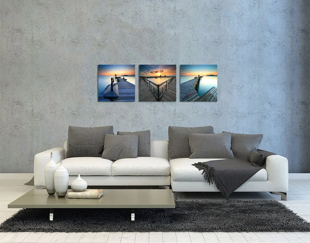 

3 Panels Canvas Wall Art Painting Wooden Trestle Bridge Print Home Decor Poster Modern Style Living Room Decoration Pictures