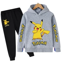 pokemon springautumn baby boy pikachu suit hoodies trousers 3pcs cartoon kids cotton clothes set 3 4 5 6 7 8 9 10 11 12 13 14y