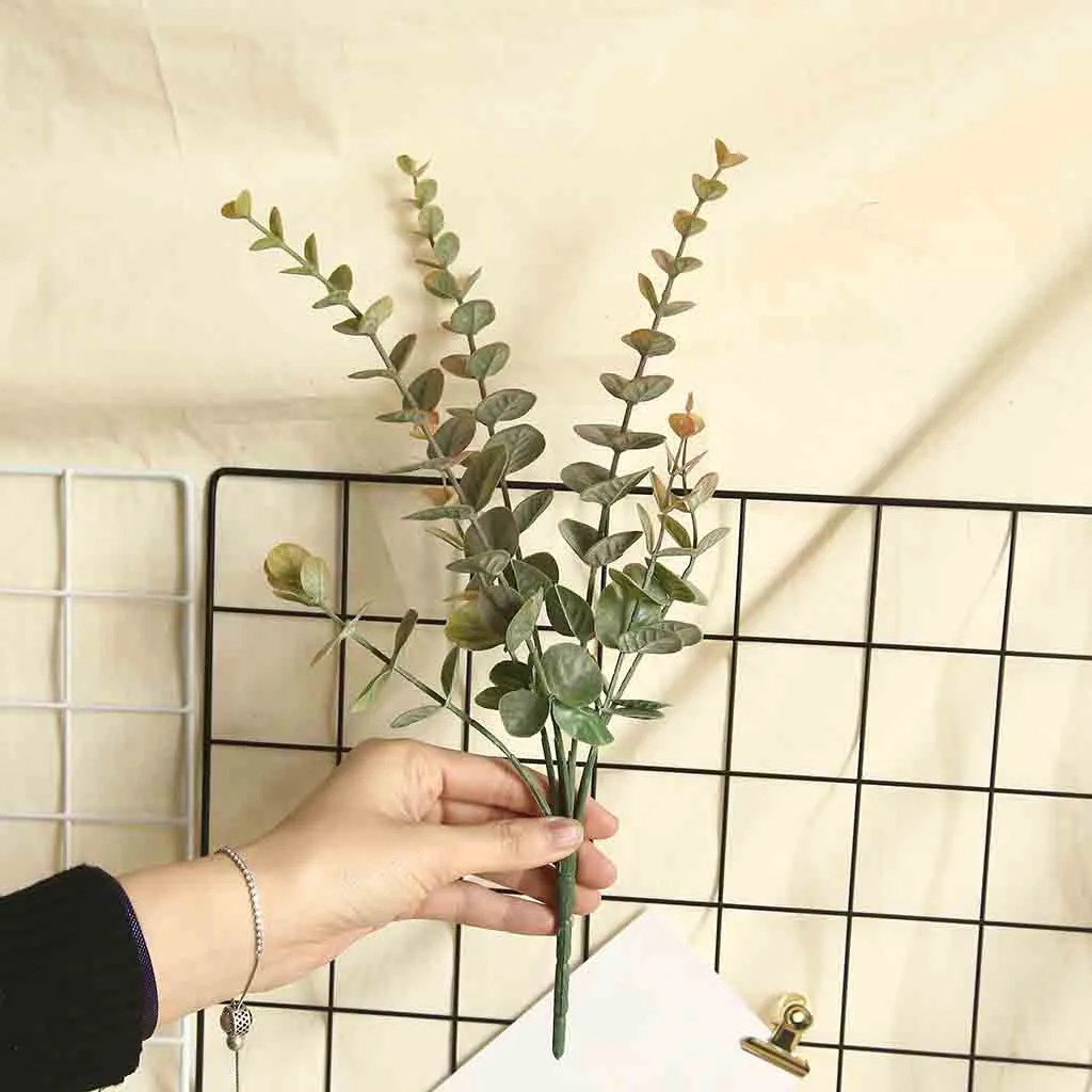 

Artificial Plants Eucalyptus Gold leaves Foliage Bush Fake Leaves fake flowers Office Home Garden Wedding Decorations Drop Ship