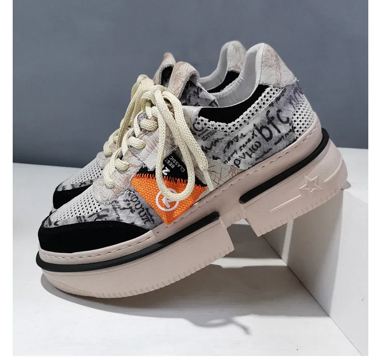 

Graffiti Mixed Color Thick-soled Casual All-match Sports Shoes Spring and Summer Breathable Increased Sneakers