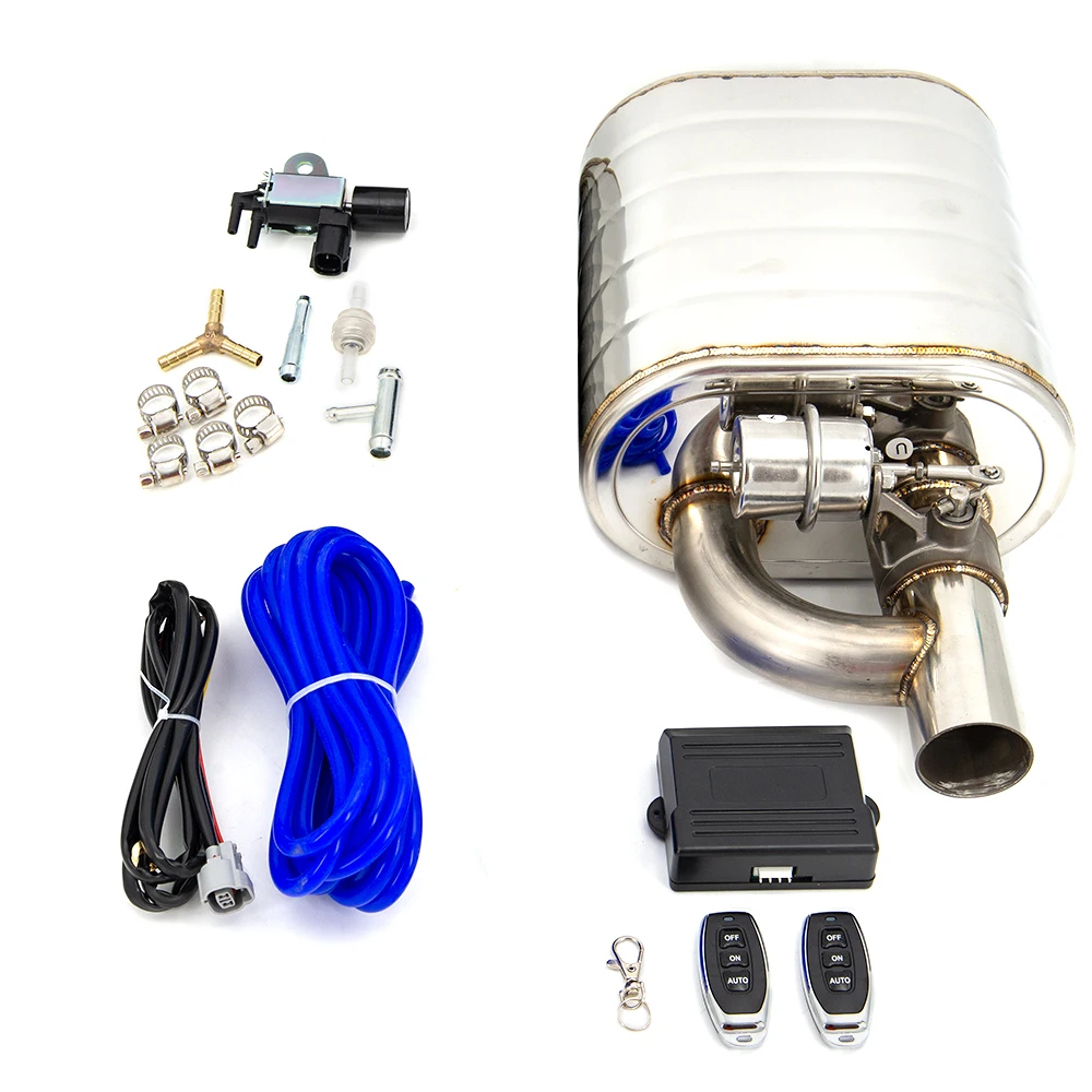 

Top 2" 2.5" 3" Slant Outlet Tip Inlet Weld Right Side Exhaust Muffler with Remote Controller Dump Valve Exhaust Cutout