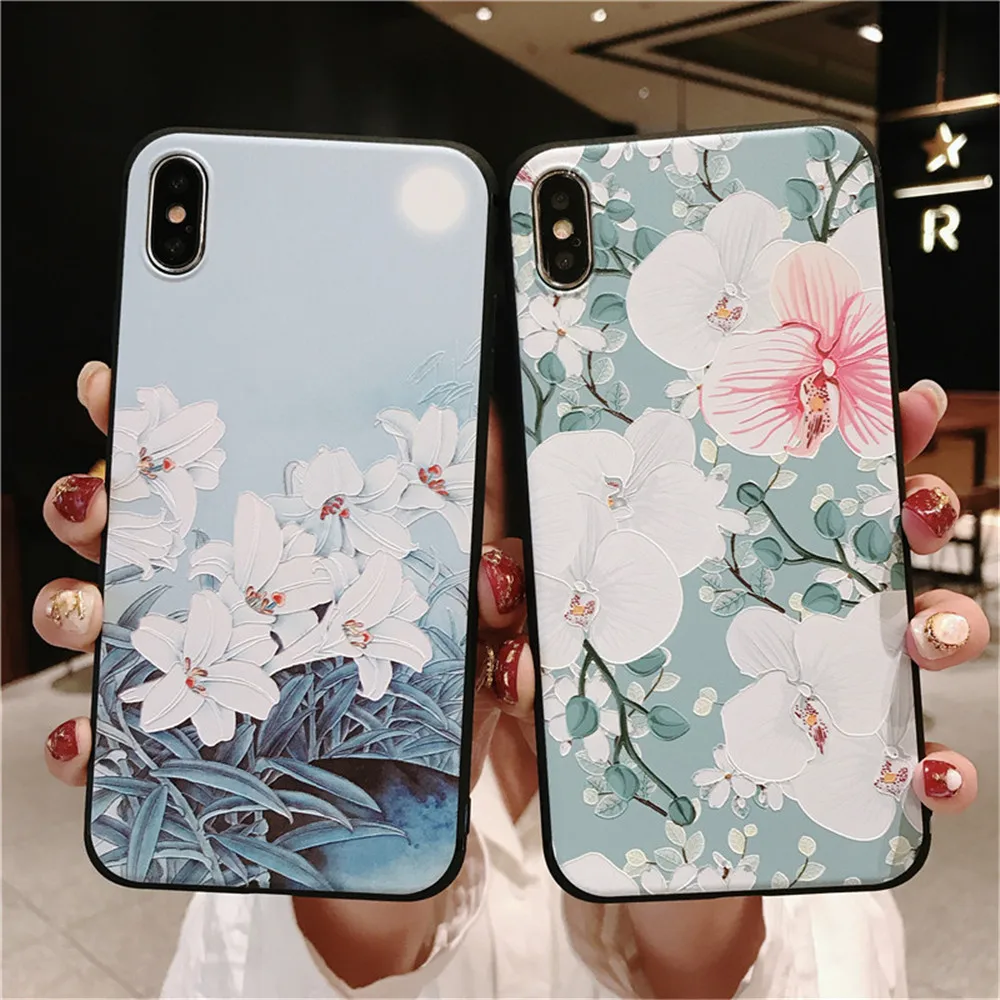 Wrist Strap for IPhone X XR XS MAX Phone Case Lily Orchid Wristband Flower Iphone 11proMAX 7 8 6S Plus Soft Cover |