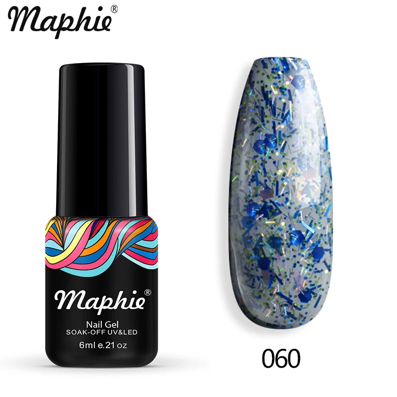 060 Maphie бриллиантовый блеск с ультрафиолетовым свечением Гель-лак для ногтей мерцающий декор с блестками Блестящий лак для ногтей полуперманентный лак Led синий гель для ногтей - Цвет: 060