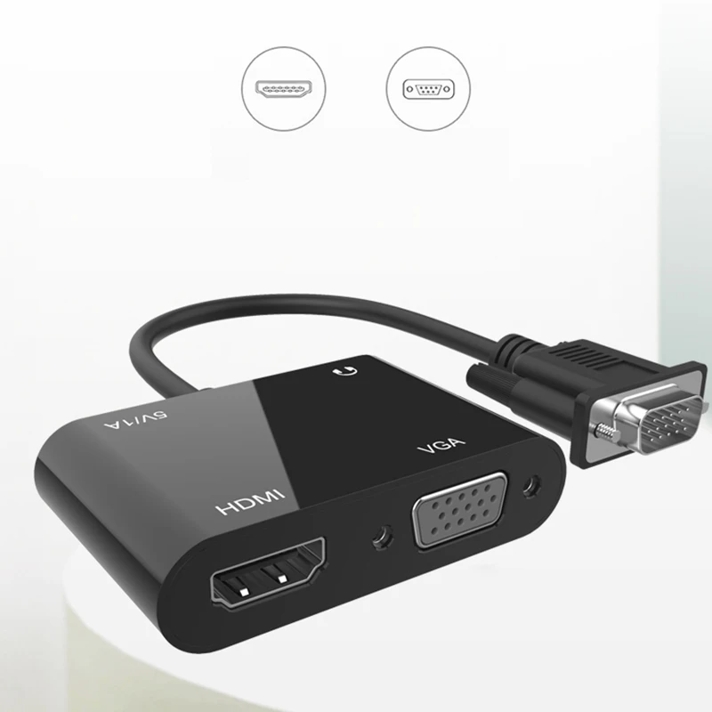 VGA в HDMI сплиттер видео конвертер с поддержкой двух дисплеев для ПК проектор HDTV