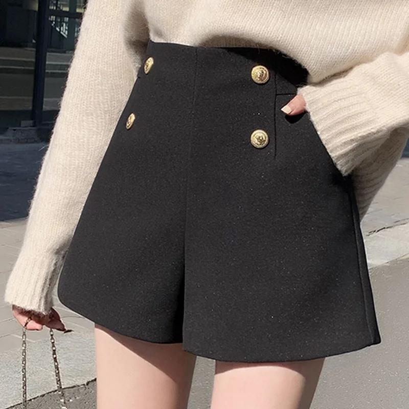 Женские шорты с высокой талией широкими штанинами | Женская одежда