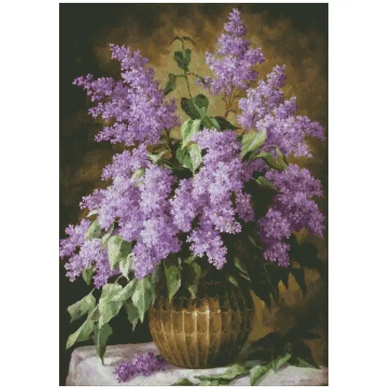 

Lilac flowers patterns Counted Cross Stitch 11CT 14CT 18CT DIY Chinese Cross Stitch Kits Embroidery Needlework Sets home decor