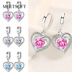 MEETSOFT Милая женская разноцветная Пряжка из стерлингового серебра 925 пробы в форме сердца, милые изящные украшения, Прямая поставка