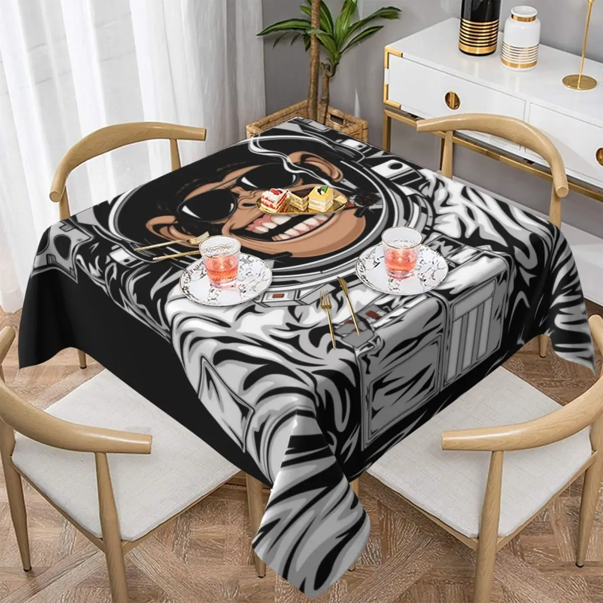 

Забавная скатерть из ПВХ с рисунком астронавта и гориллы, скатерть для стола, покрытие для свадьбы, праздничное украшение