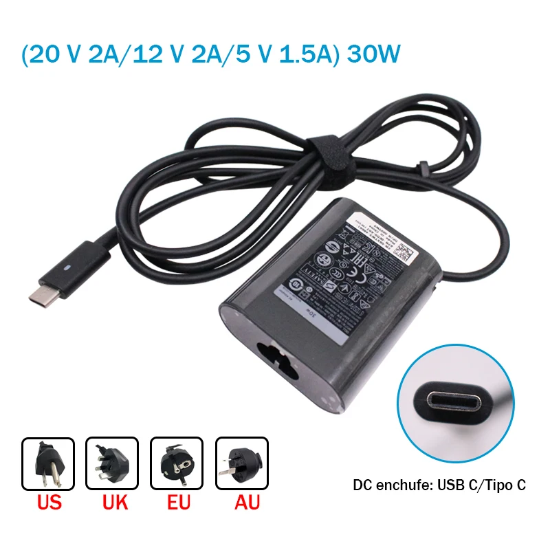 

For Dell 30W USB-C HA30NM150 DA30NM150 0F17M7 08XTW5 Latitude 11 5000 5175 7275 XPS 12 9250 AC Adapter Charger