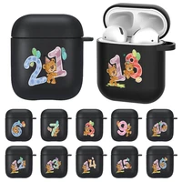 cute bear earphone cases for apple airpods 1 gen 2 gen silicone black earphone cases matte anti fall number protective cases