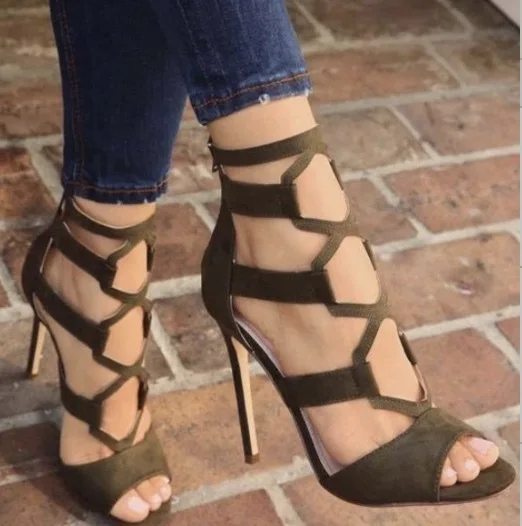 

Summer runway color matching knot high heeled sandals banquet shoes