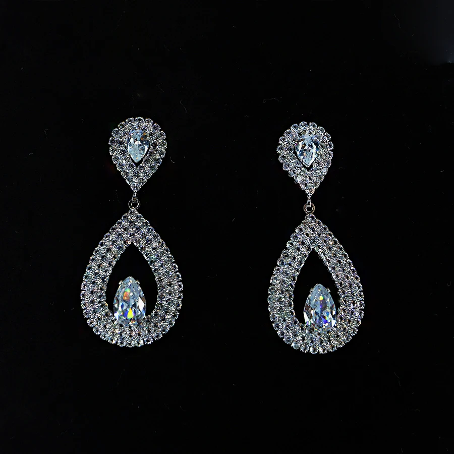 Женские серебряные серьги подвески с кристаллами|Серьги-подвески| |