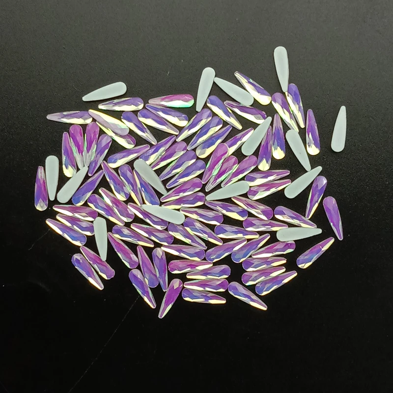 

720pcs/Pack Mocha Crystal Nail Art Rhinestones Flat Back Purple Crystal Drop Crystal For 3D Manicure Decorations