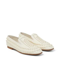 new season shoes london varsha flat white satin loafers with all over pearl embellishment