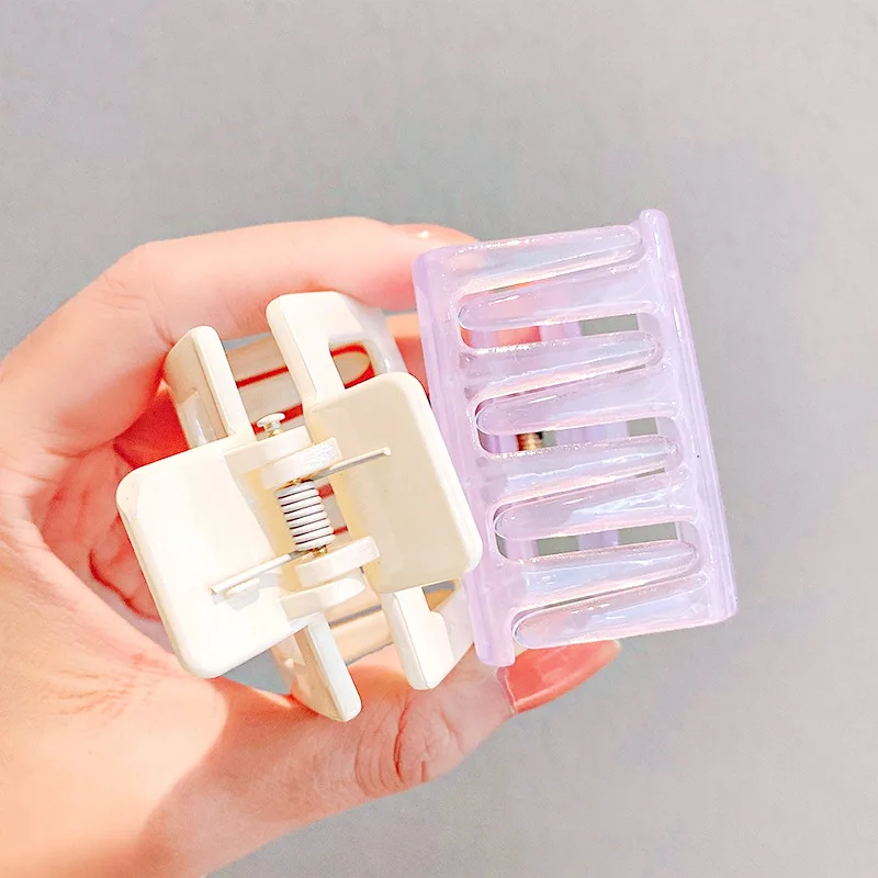 

Korean Cute Solid Color Square Small Hair Claws Women Fashion Simple Hollow Acrylic Hair Clips Girls Hair Accessories Wholesale