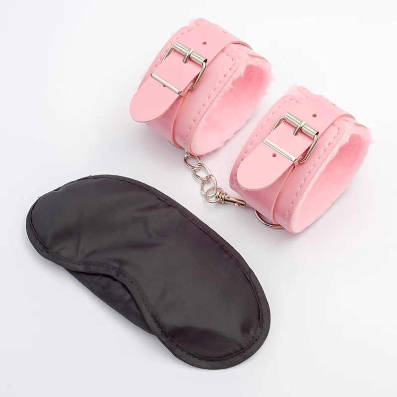 Сексуальные регулируемые наручники из искусственной кожи плюшевые манжеты для