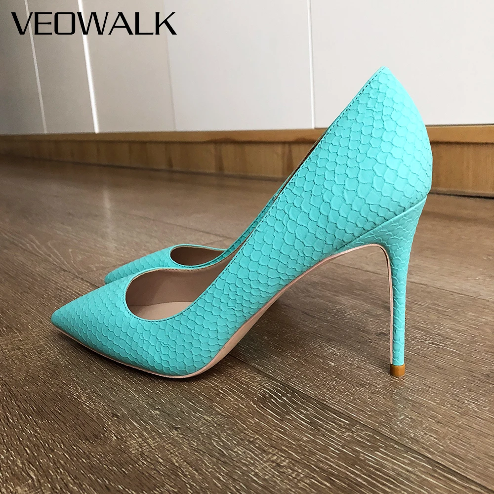 

Женские туфли-лодочки на шпильке Veowalk, мятно-зеленые туфли-лодочки на высоком каблуке 8 см, 10 см, 12 см с заостренным носком, классические туфли...