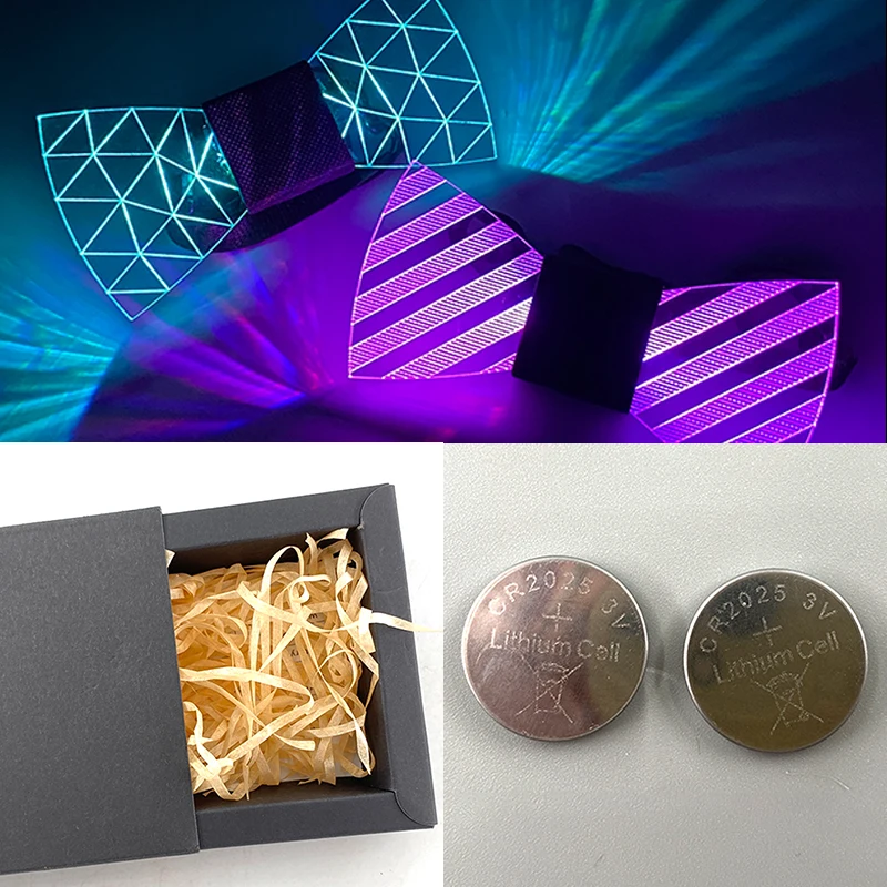 

New Fashion Men LED Acrylic Bow Tie Flashing Necktie LED Light up Tie Men Lights Bow Tie Wedding Glow Party Supplies