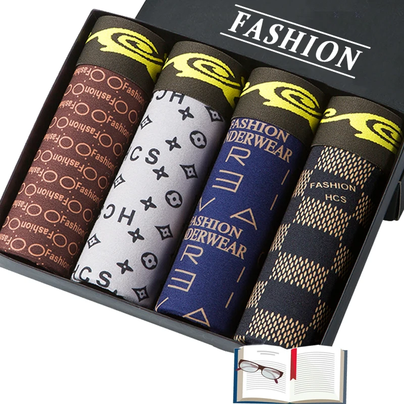 Men's Underwear Cotton Boxer Middle Waist Antibacterial Printing Large Size Youth Boxer Shorts Men's Pants