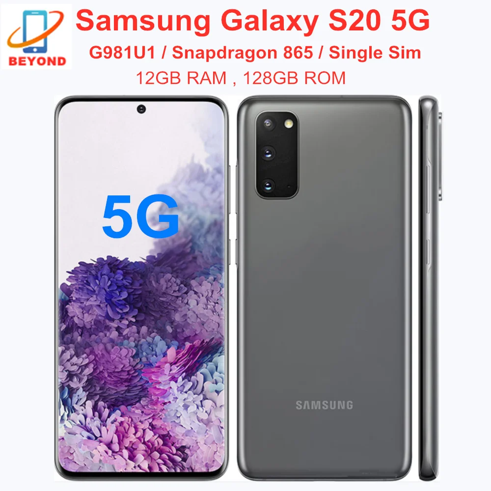 Samsung Galaxy S20 5G G981U G981U1 6 2 &quotROM 128GB RAM 12 Гб Snapdragon 865 NFC тройной тыловая камера Octa Core
