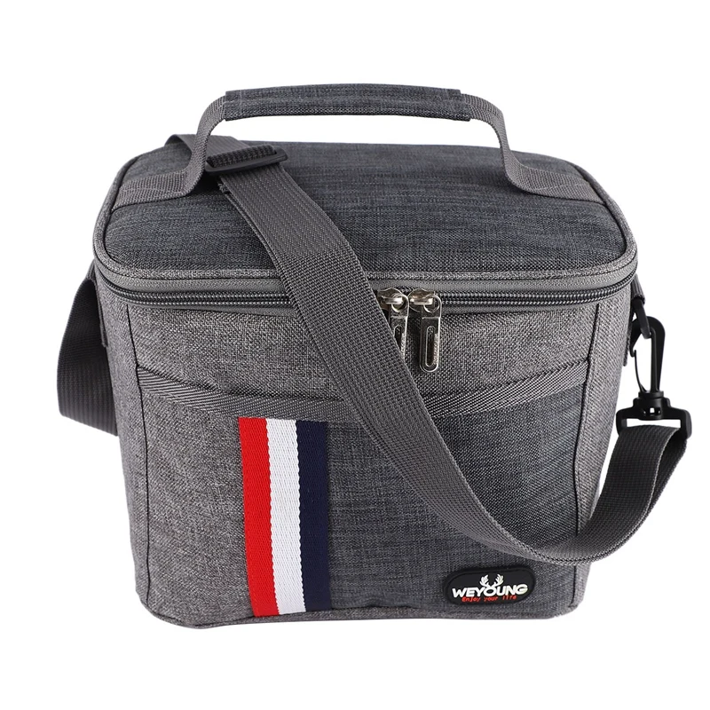 

WEYOUNG Portable Insulation Bag, Aluminum Foil Thickened Striped Lunch Bag, Picnic Insulation Bag for Student,1Pcs,Gray