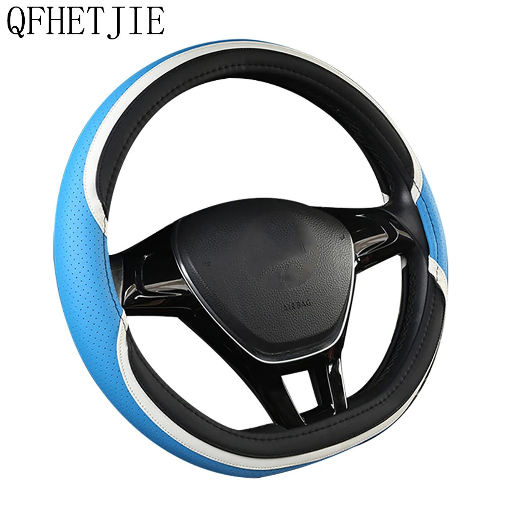 

QFHETJIE Car Steering Wheel Cover Simulation Leather Four Seasons Usable Wear-resistant and Durable Fashion Interior Accessories