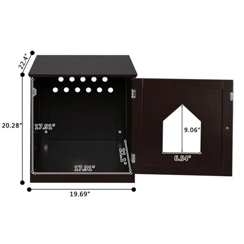 

Cat Home Litter Box Enclosure Nightstand Pet House Indoor Pet Crate Cat Washroom Cover with Sturdy Wooden Structure US Stock