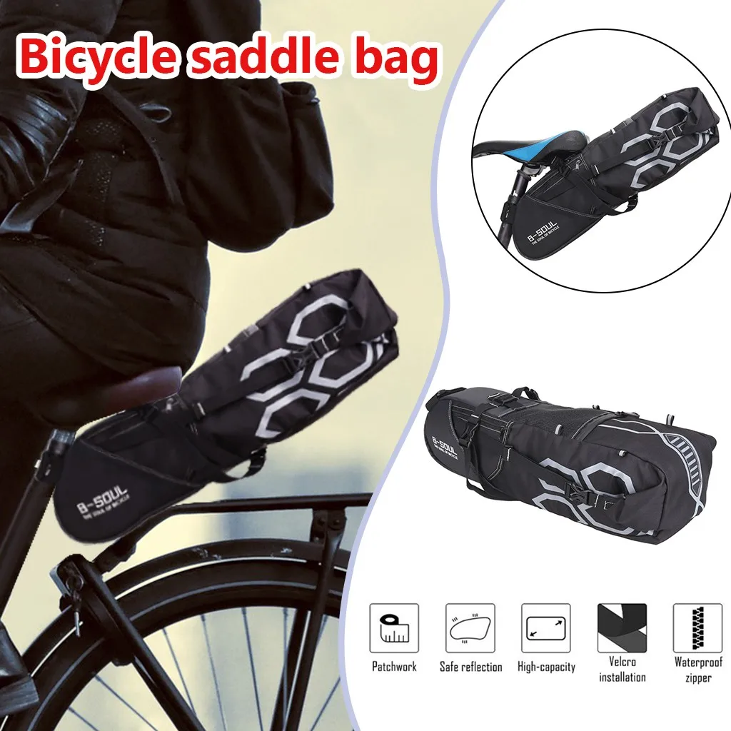 

Pouch Saddle Bicycle Tail Strap-On 12L Seat Large NEW Rear Bag, Bike Waterproof Bike accessories