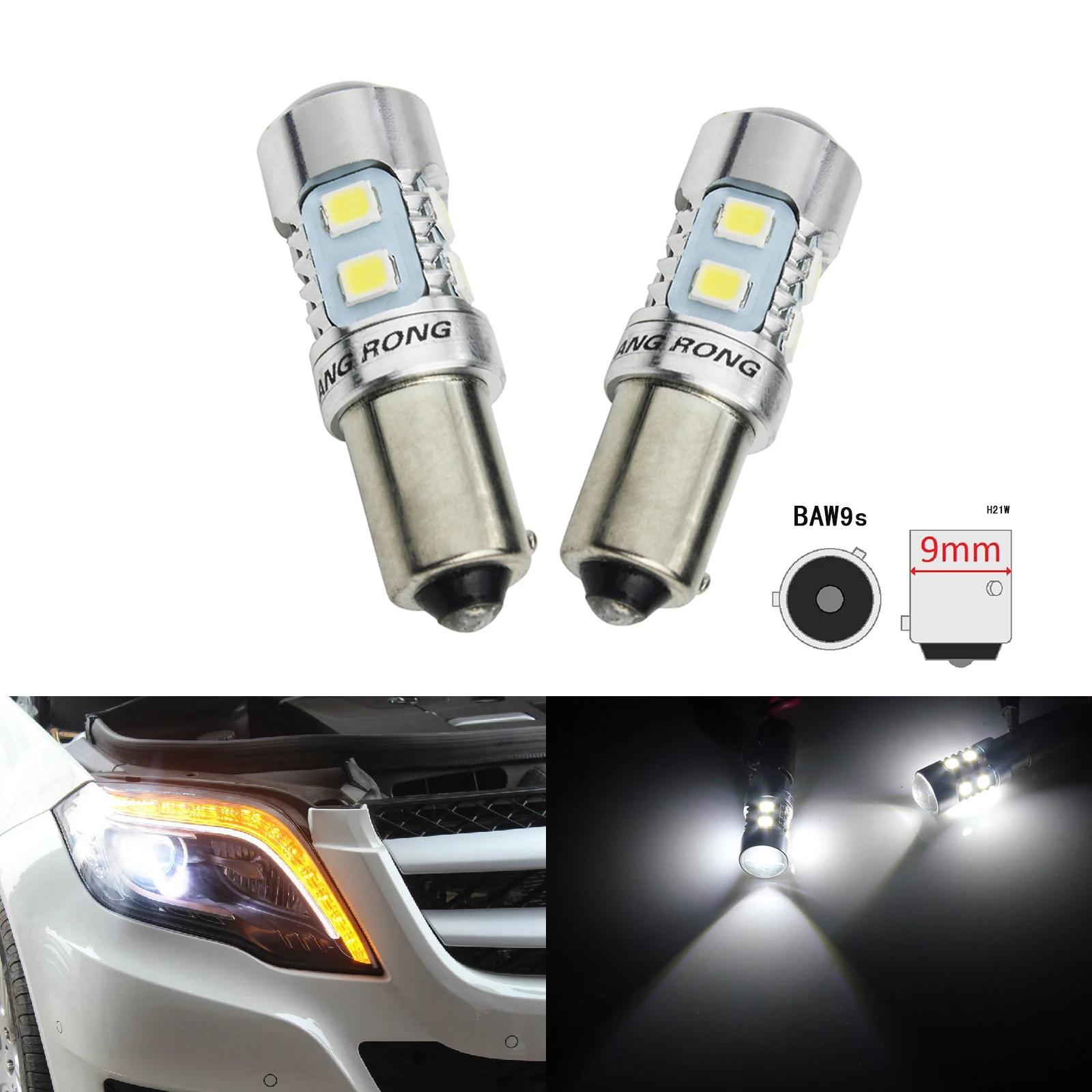 ANGRONG 2X HY21W BAW9s 10 SMD 2835 Светодиодная лампа Sidelight индикатор обратного света