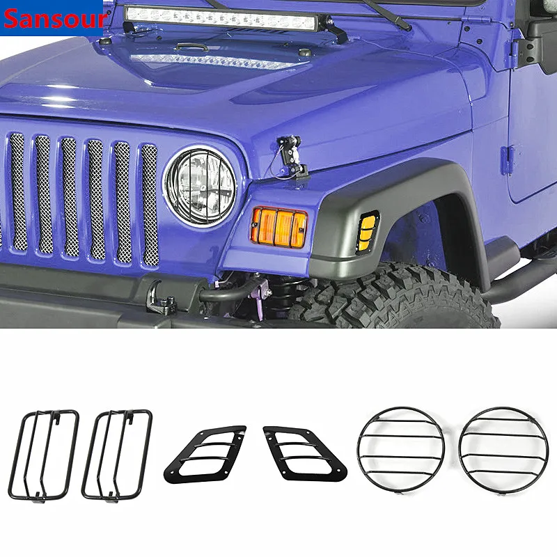 

Новинка, передний бампер Sansour, световой поворотник, фара, рамка для фар, внешний свет для Jeep Wrangler TJ 1997-2006