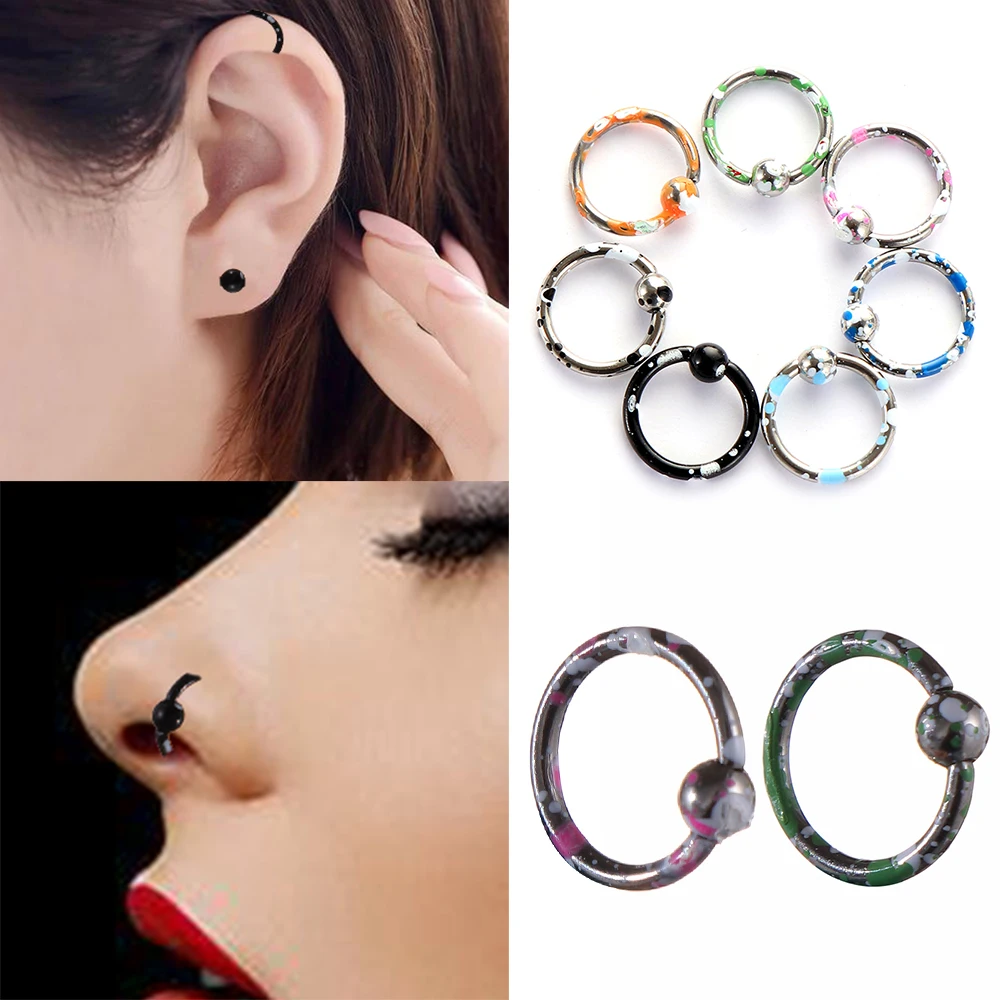 Клипса из нержавеющей стали в стиле панк унисекс 5/8 шт. ненастоящие кольца для