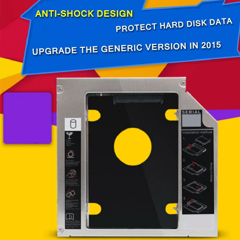 Алюминиевый светодиодный 2 й жесткий диск Caddy 9 5 мм 12 7 SATA 3 0 дюйма чехол для SSD HD