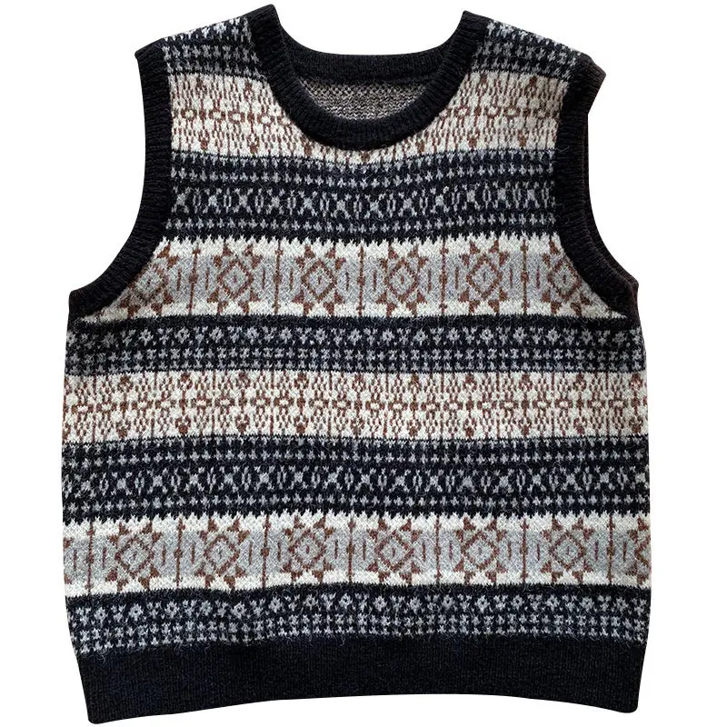 

Women Fashion O-Neck Striped Knitting Sweater Female Sleeveless Casual Slim Vest Chic Leisure Pullovers Tops Sweaters aq437