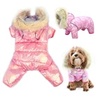 Зимняя одежда для собак для маленьких собак, роскошный меховой воротник, Комбинезоны для собак, водонепроницаемый Зимний комбинезон с капюшоном для собак, теплая Женская одежда для домашних животных