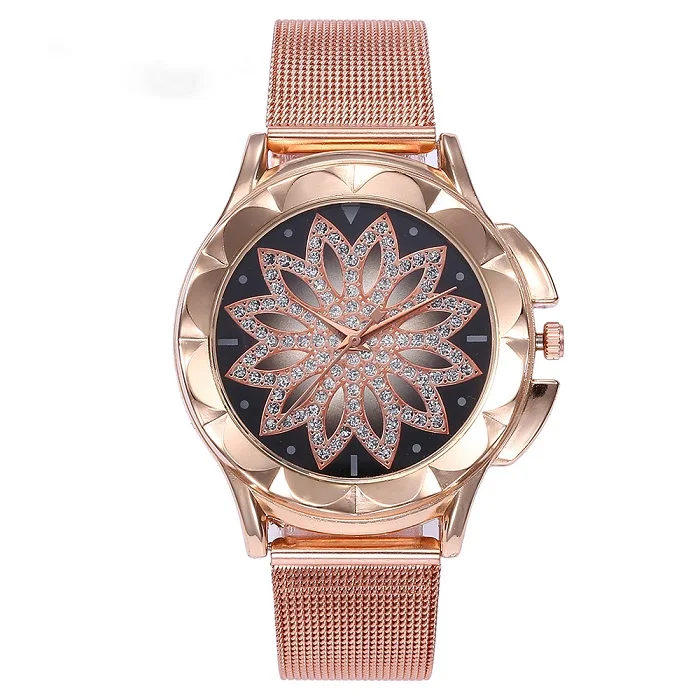 

Vogue Women Rose Gold Flower Rhinestone Wrist Watches Plush Pretty Female Quartz Watch Relogio Feminino reloj mujer Pop