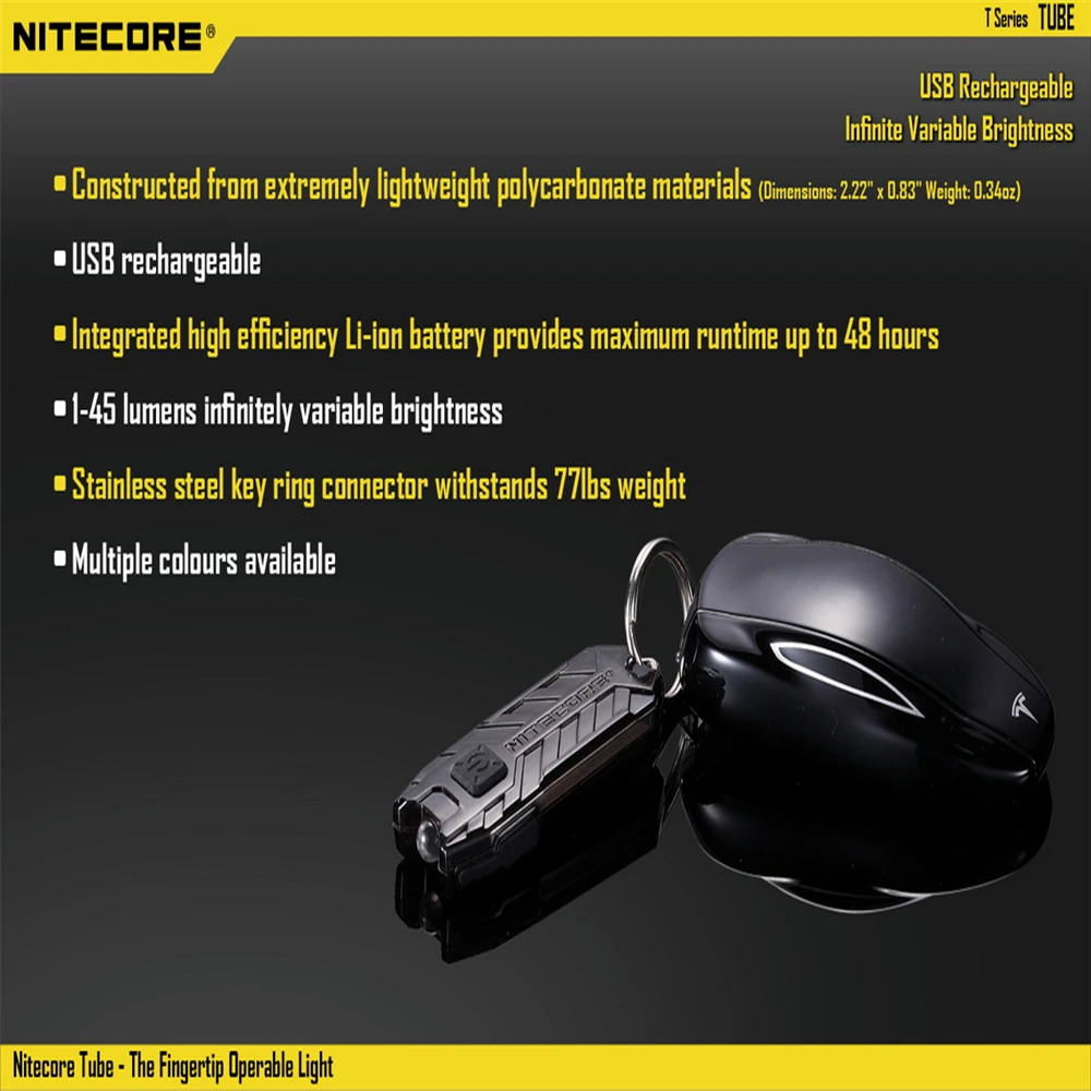 NITECORE вспышка светильник трубки v2.0Portable Вес USB Перезаряжаемые EDC эксклюзивная