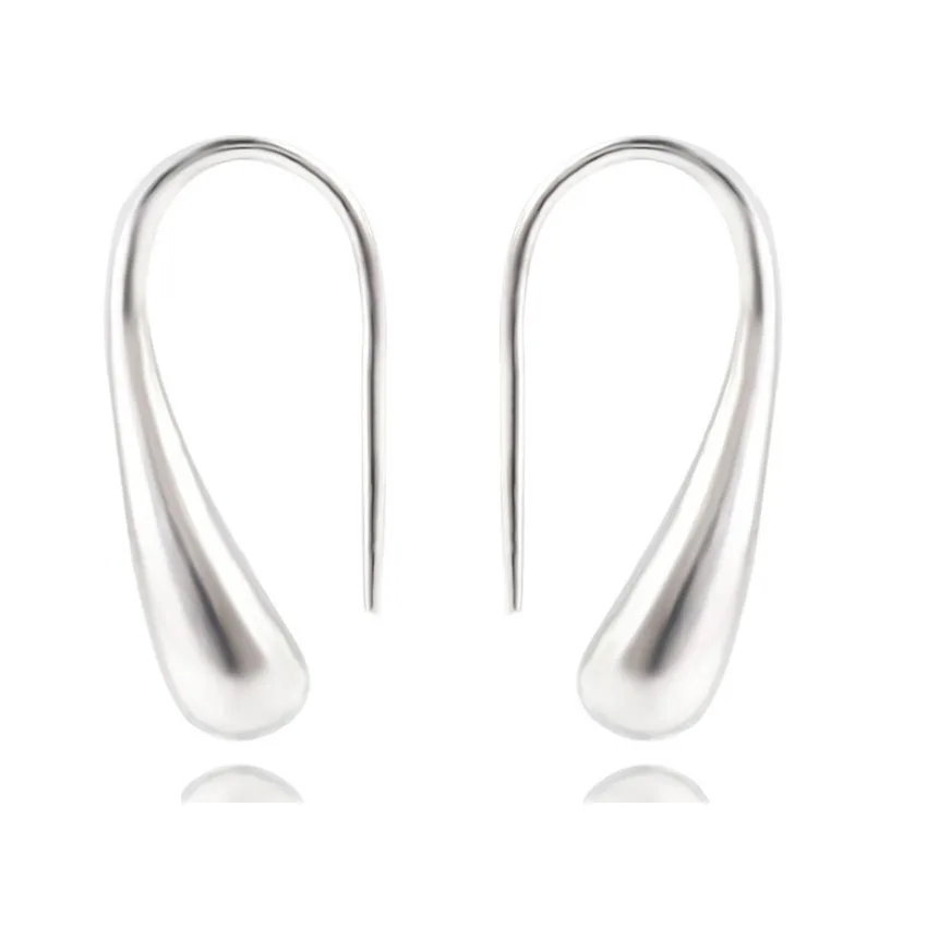 

2021 Direct Selling Brinco Brincos Pendientes Korean Temperament Versatile Simple Smooth Surface Water Drop Ear Hook Earrings